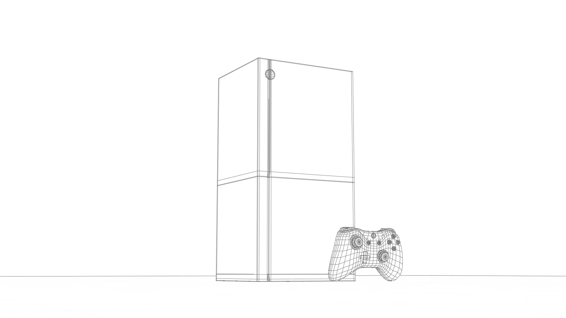 wireframe X-Box X Series console in 3D