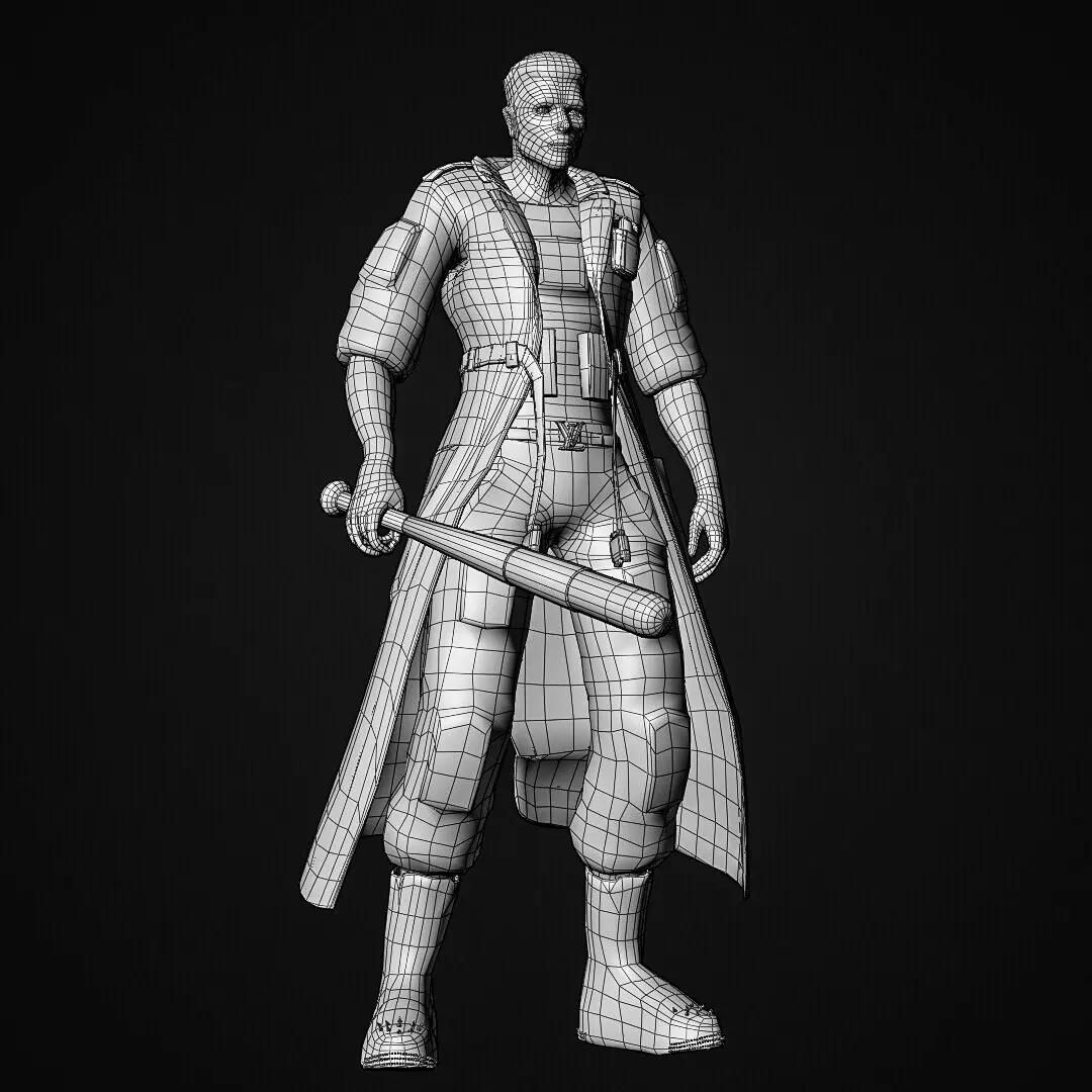 Wireframe personnage game sf 3d